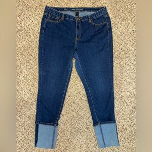 Lane Bryant Dark Blue Low Rise Skinny Cuffed Ankle Jeans
